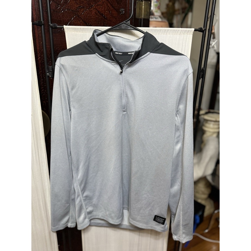 Nike Golf Dri-FIT Men's Small Gray Black Quarter Zip Performance Pullover